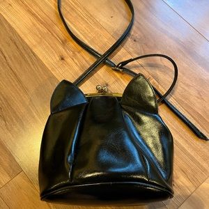 Lizhigu Faux Leather Pleather Black Kitty Cat Kitten Crossbody Purse Bag